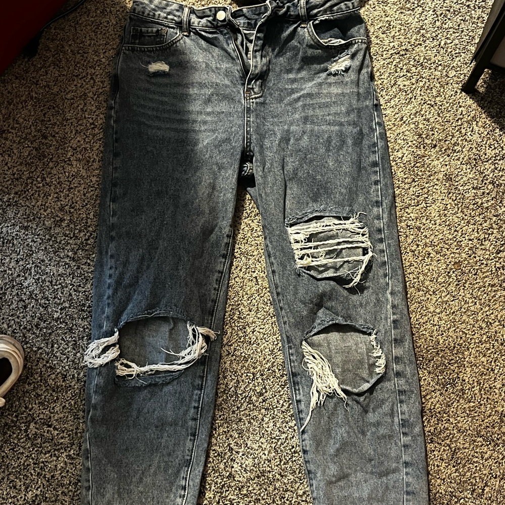 Distressed Black Denim Jeans